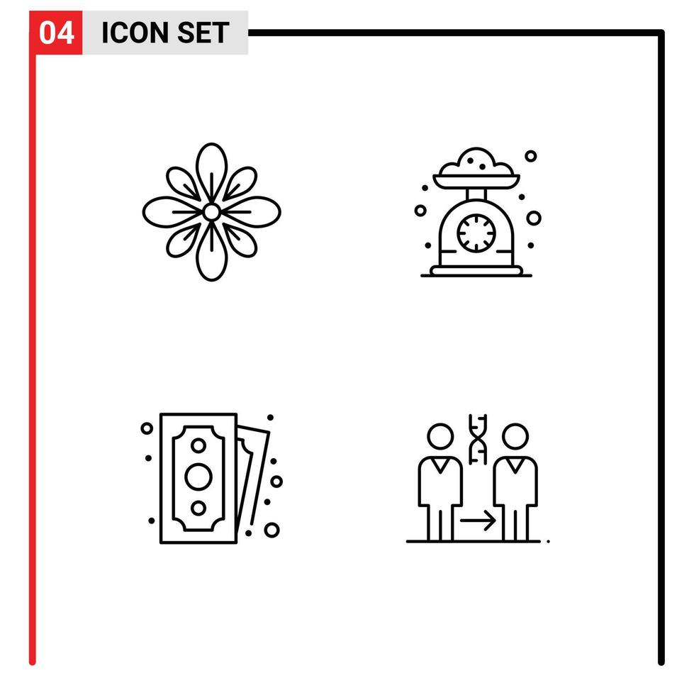 User Interface Pack of 4 Basic Filledline Flat Colors of celebrate kitchen scale diwali baking cash Editable Vector Design Elements