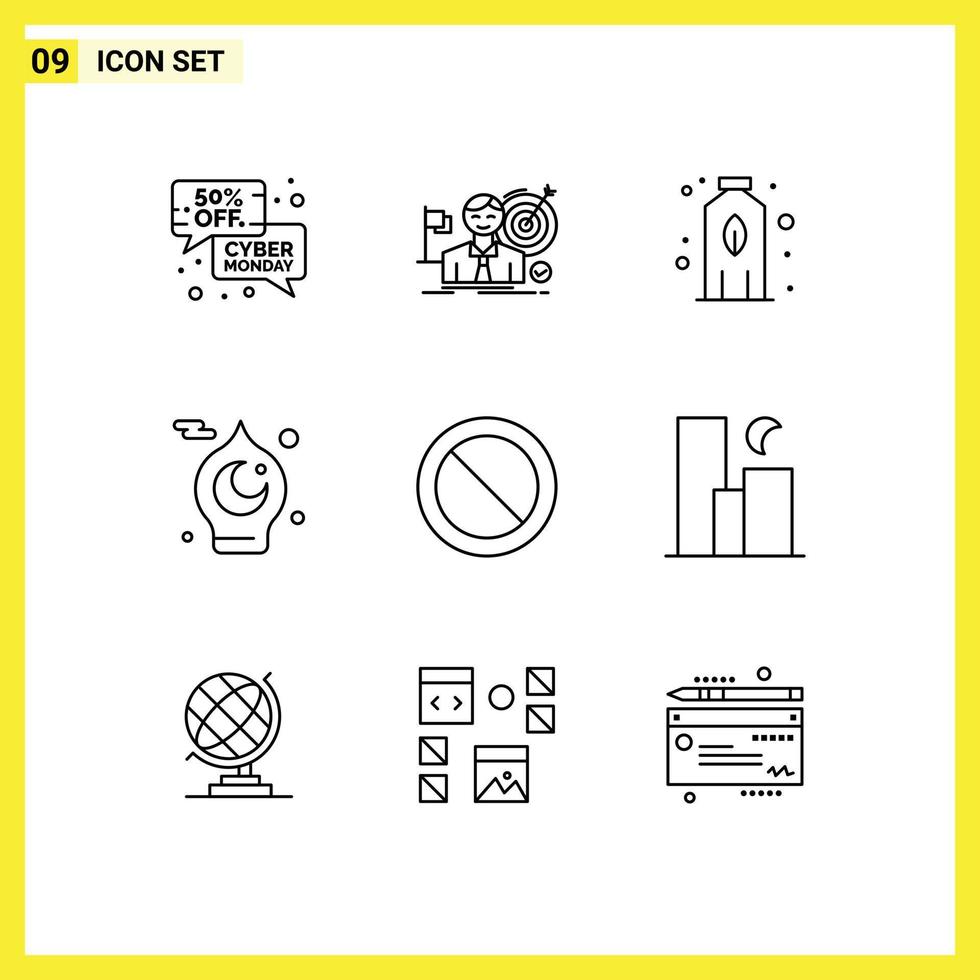 9 User Interface Outline Pack of modern Signs and Symbols of ramadan mosque market month agriculture Editable Vector Design Elements