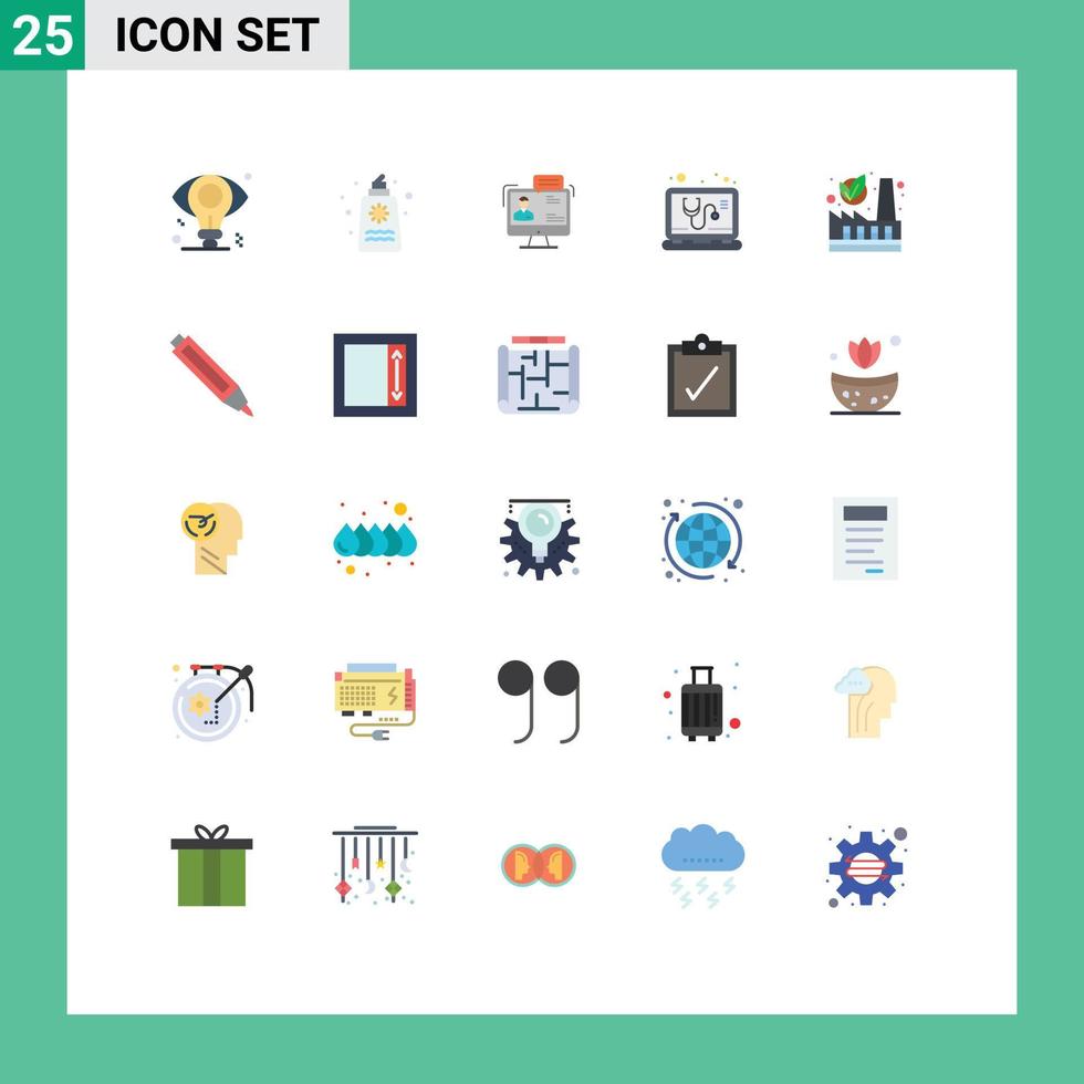 25 Universal Flat Color Signs Symbols of online check valentines day online dialog Editable Vector Design Elements