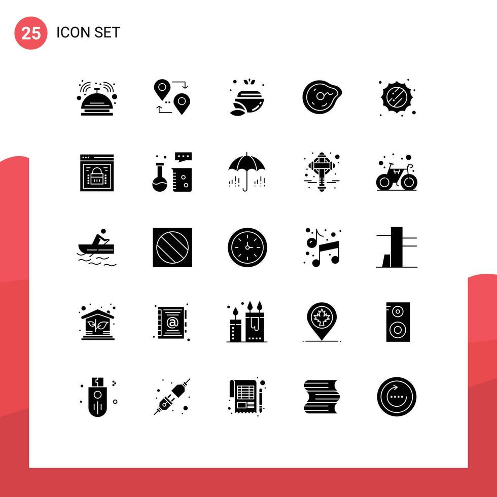 Solid Glyph Pack of 25 Universal Symbols of physics motion travel future green Editable Vector Design Elements