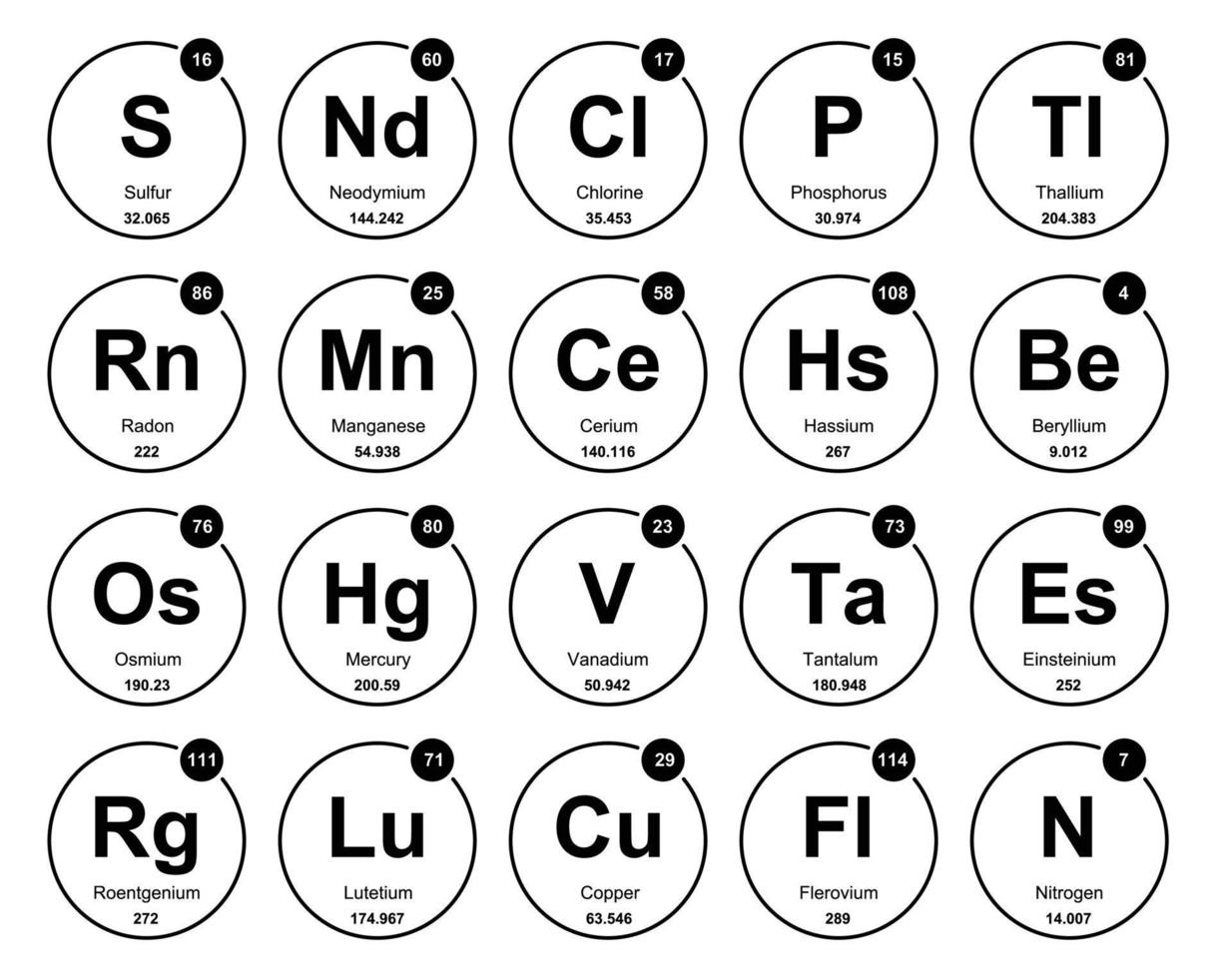 20 Preiodic table of the elements Icon Pack Design vector