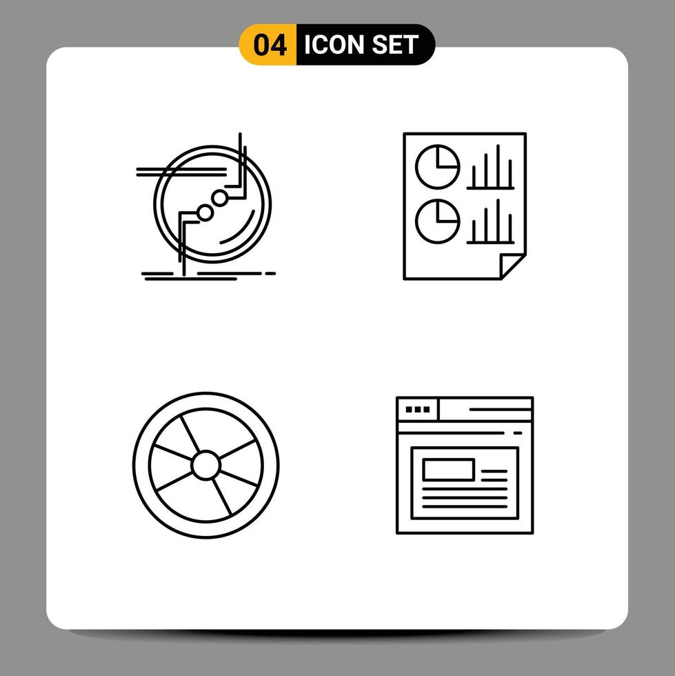 Set of 4 Commercial Filledline Flat Colors pack for chain report link data chemistry Editable Vector Design Elements