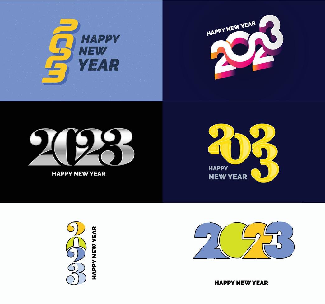 Big Set of 2023 Happy New Year logo text design 2023 number design template vector