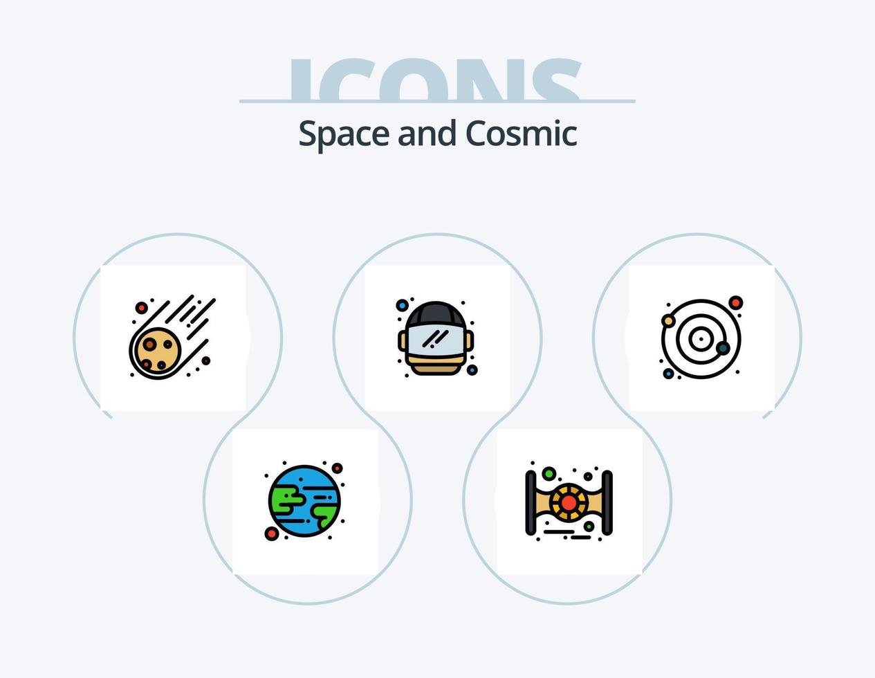 paquete de iconos llenos de línea espacial 5 diseño de iconos. . espacio. espacio. luna. seguridad vector