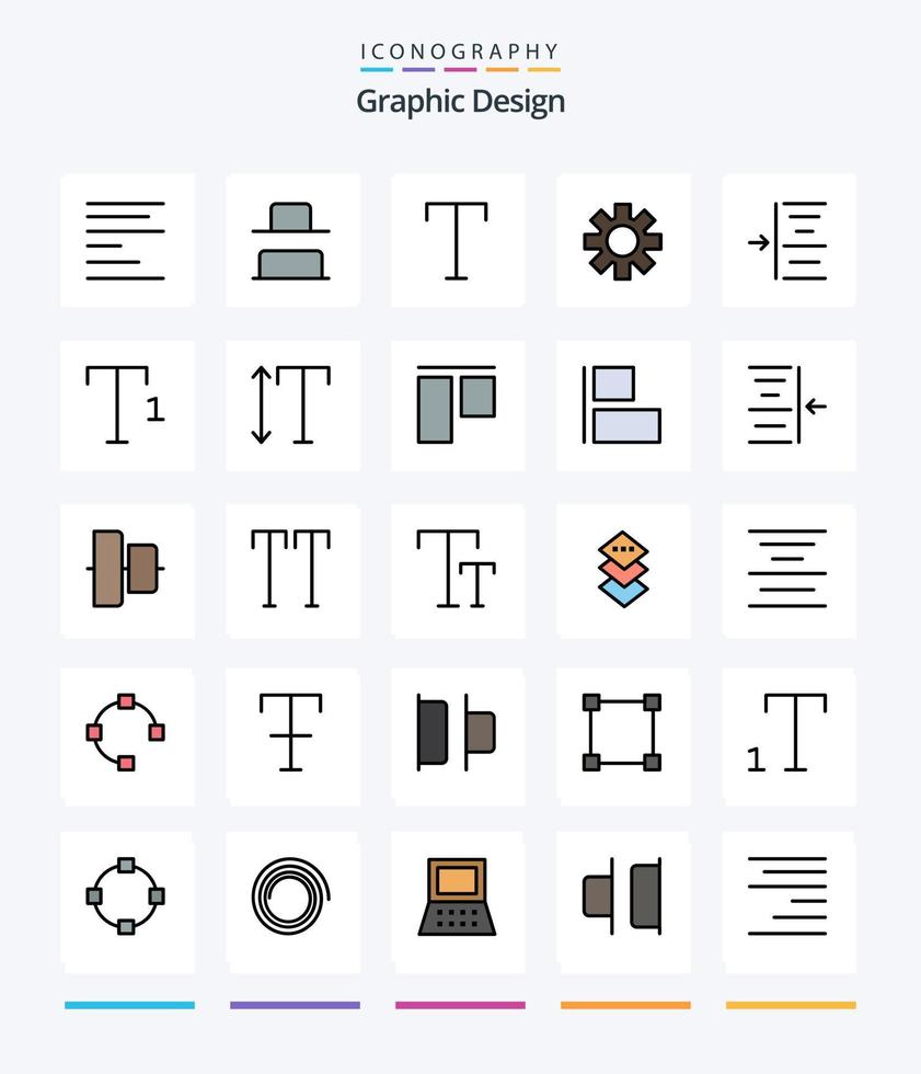 Creative Design 25 Line FIlled icon pack  Such As font. font. style. text. indent vector