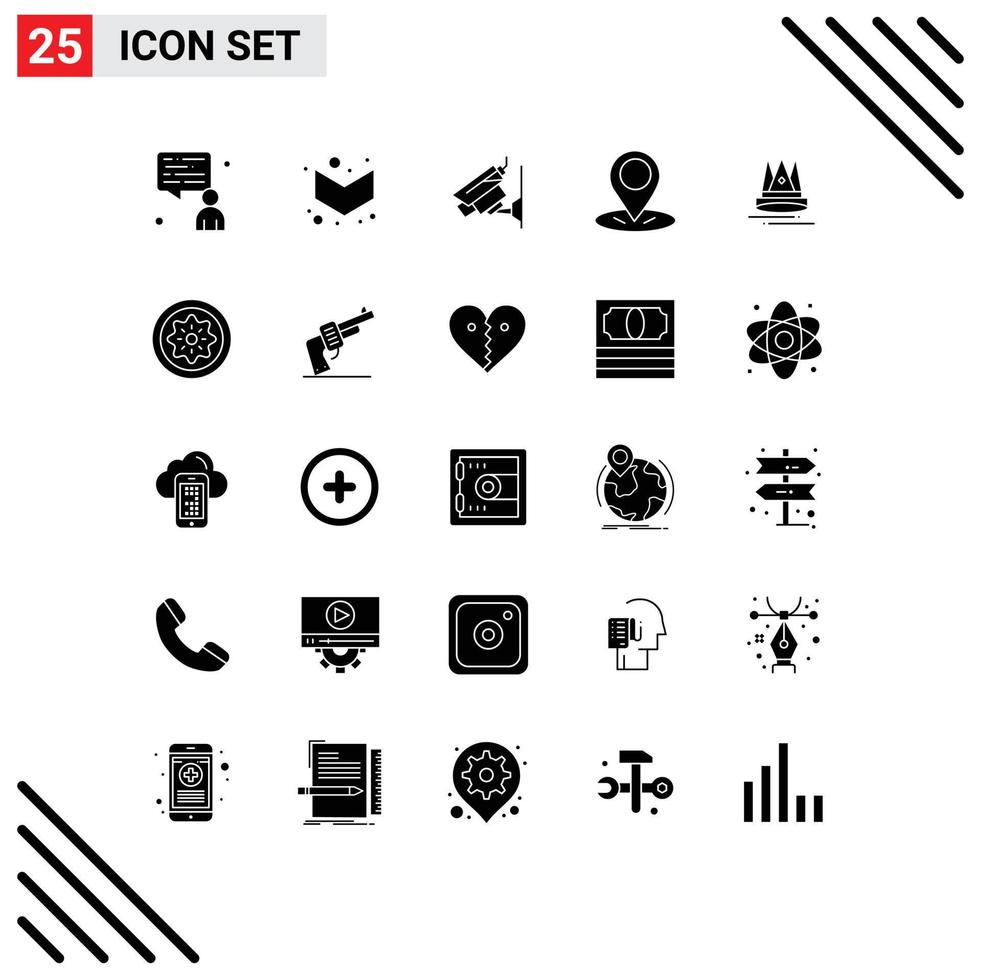 Universal Icon Symbols Group of 25 Modern Solid Glyphs of drink education security content pin Editable Vector Design Elements