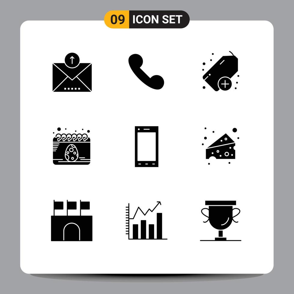 Modern Set of 9 Solid Glyphs and symbols such as tablet ipad plus devices festival Editable Vector Design Elements