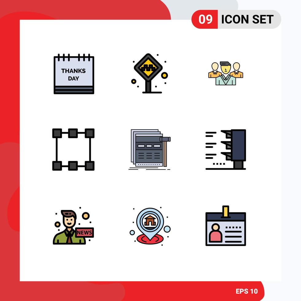 paquete de iconos de vector de stock de 9 signos y símbolos de línea para puntos de internet ruta de taxi friendzone elementos de diseño de vector editables