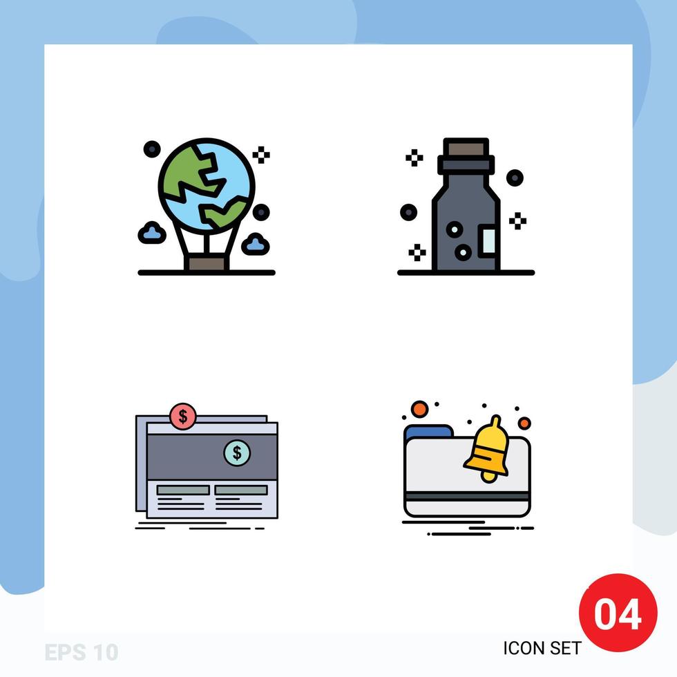 4 Universal Filledline Flat Color Signs Symbols of air crowdfunding global chemistry fundraising Editable Vector Design Elements