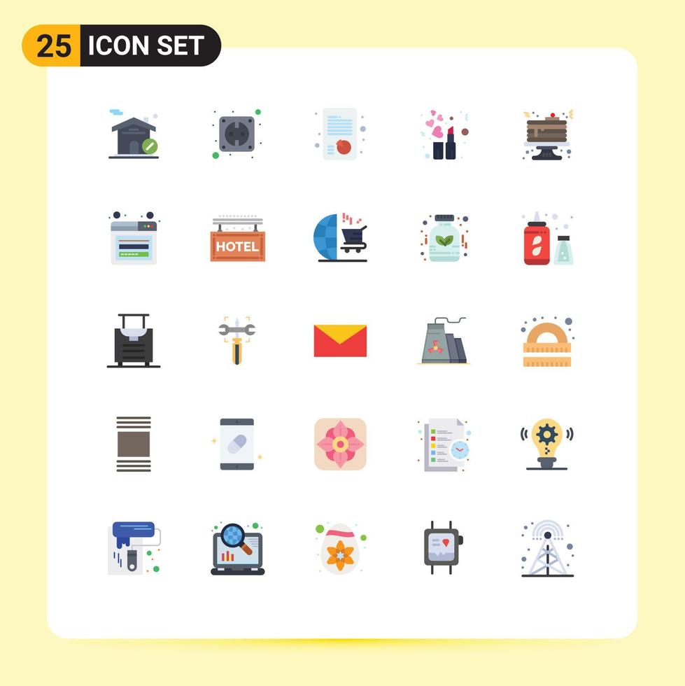 Set of 25 Modern UI Icons Symbols Signs for pancake cake management breakfast lipstick Editable Vector Design Elements