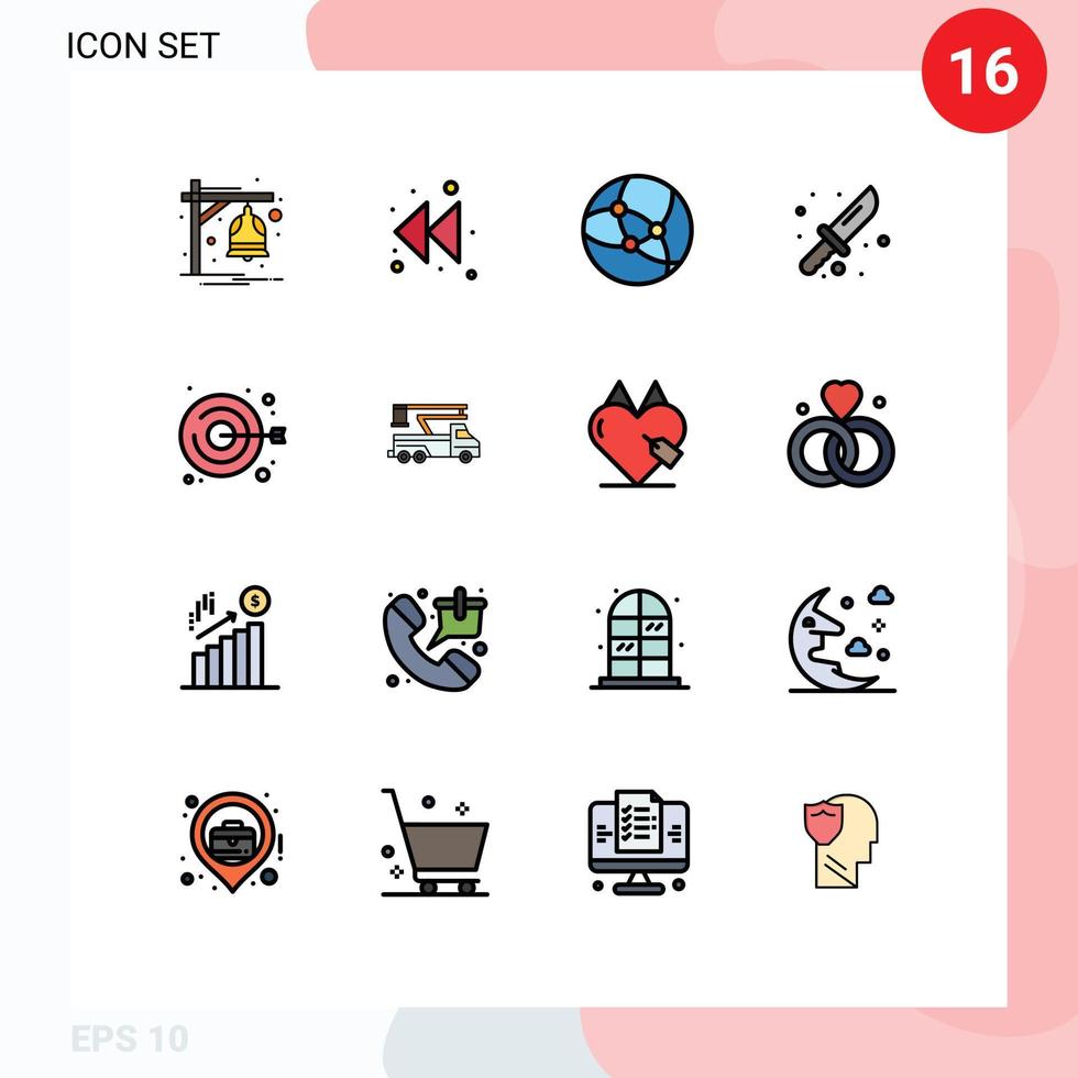 Universal Icon Symbols Group of 16 Modern Flat Color Filled Lines of handicraft embroidery network clot knife Editable Creative Vector Design Elements