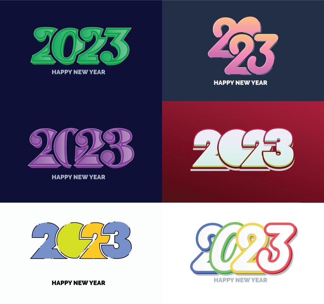 gran conjunto de 2023 feliz año nuevo diseño de texto de logotipo plantilla de diseño de número 2023 vector