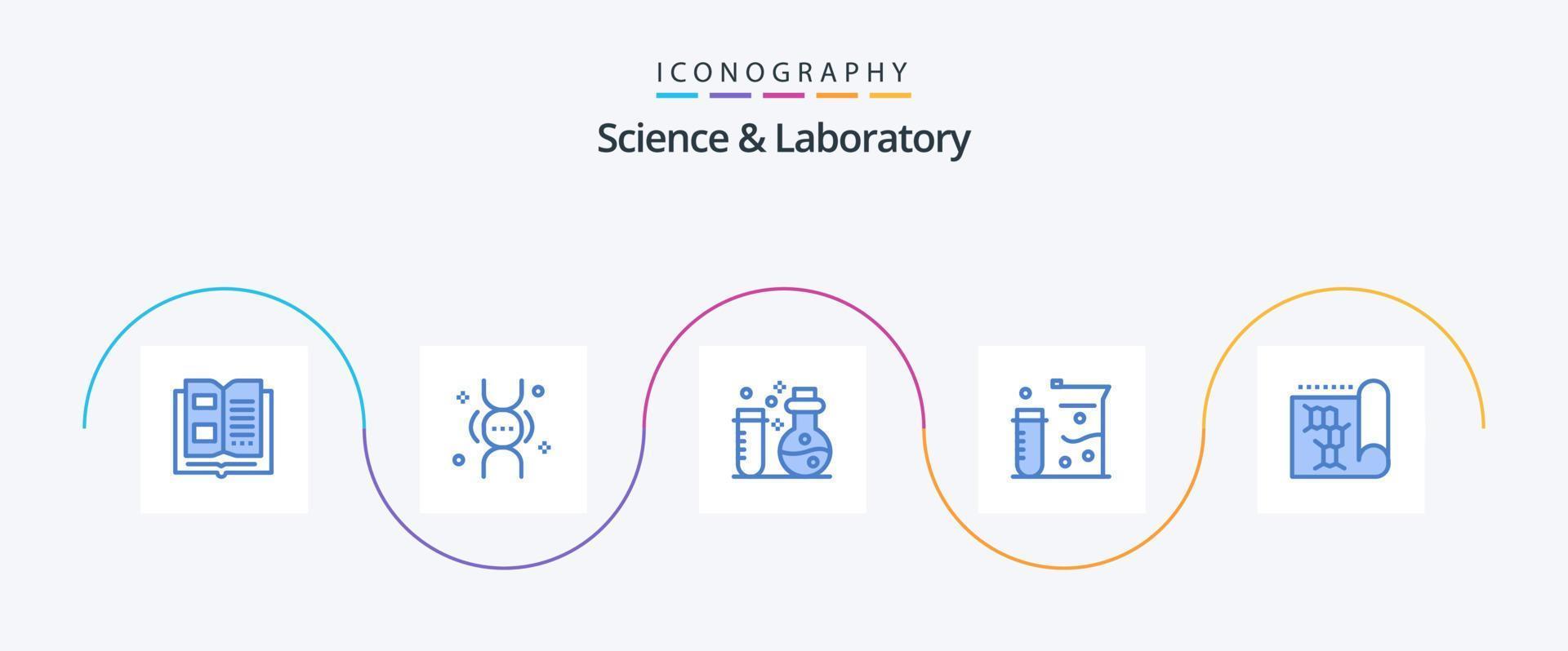 paquete de iconos azul ciencia 5 que incluye . ciencia. química. informe. biología vector