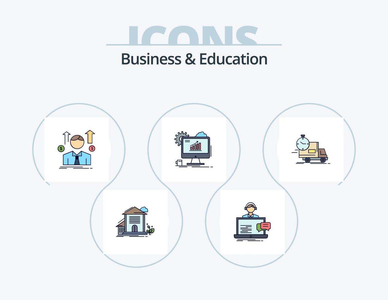 Business And Education Line Filled Icon Pack 5 Icon Design. calculator. accounting. progress. sales man. avatar vector
