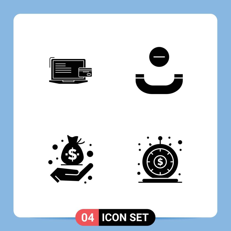 4 Creative Icons Modern Signs and Symbols of payment finance credit card handset management Editable Vector Design Elements