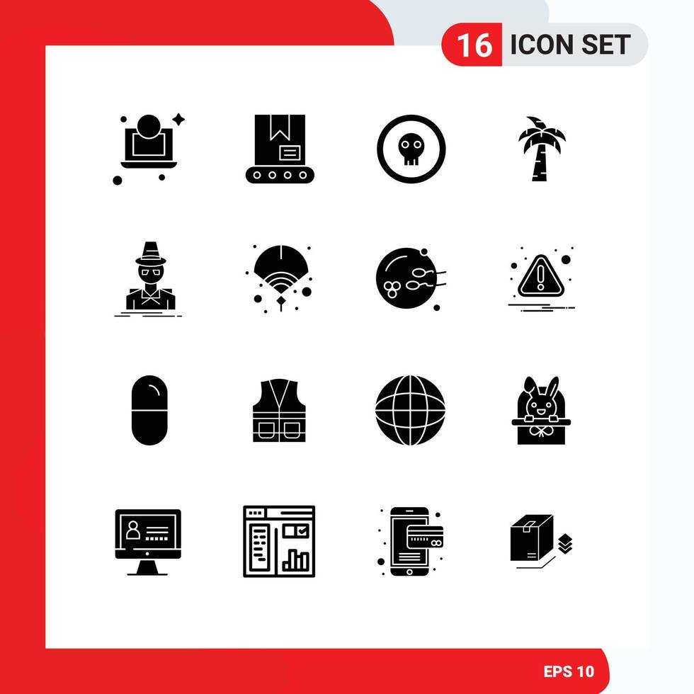 16 Creative Icons Modern Signs and Symbols of spy hacker halloween detective tree Editable Vector Design Elements