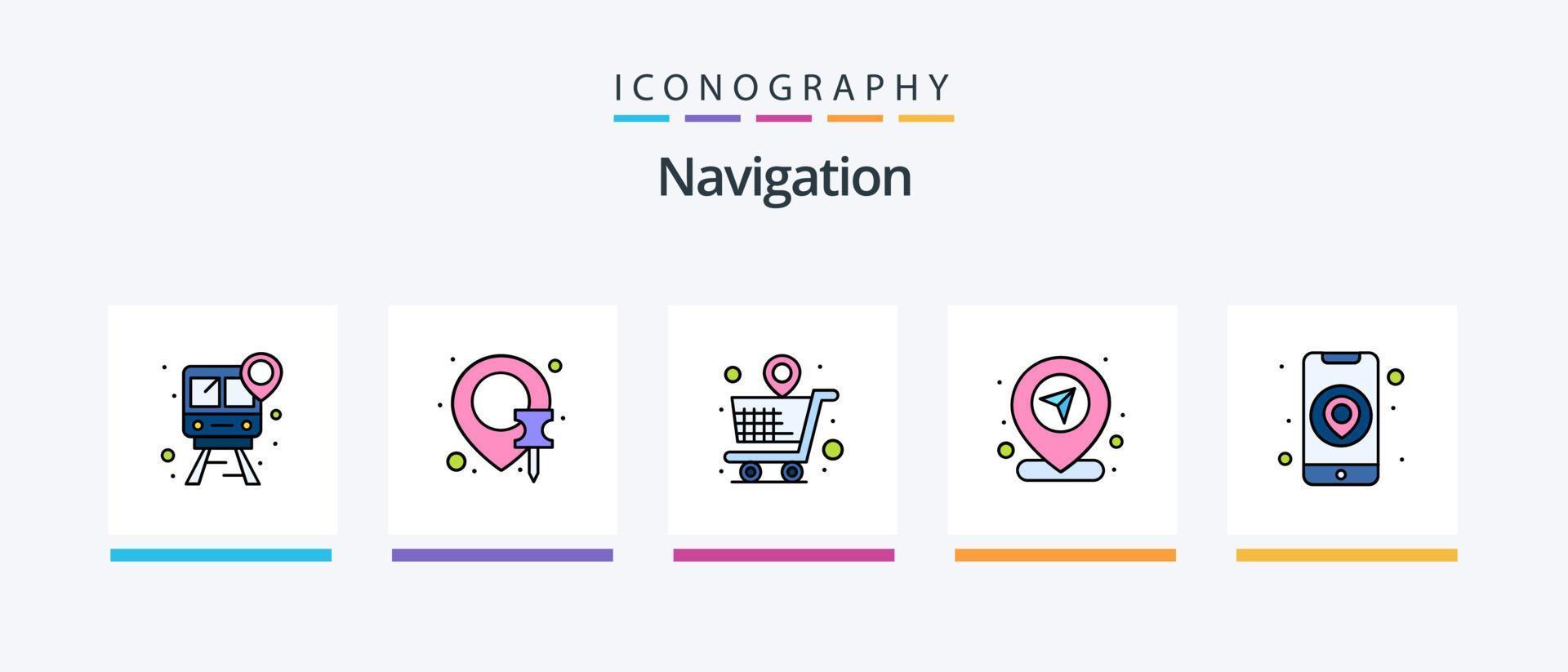 Navigation Line Filled 5 Icon Pack Including . flight destination. crosshairs. airplane location. gps. Creative Icons Design vector