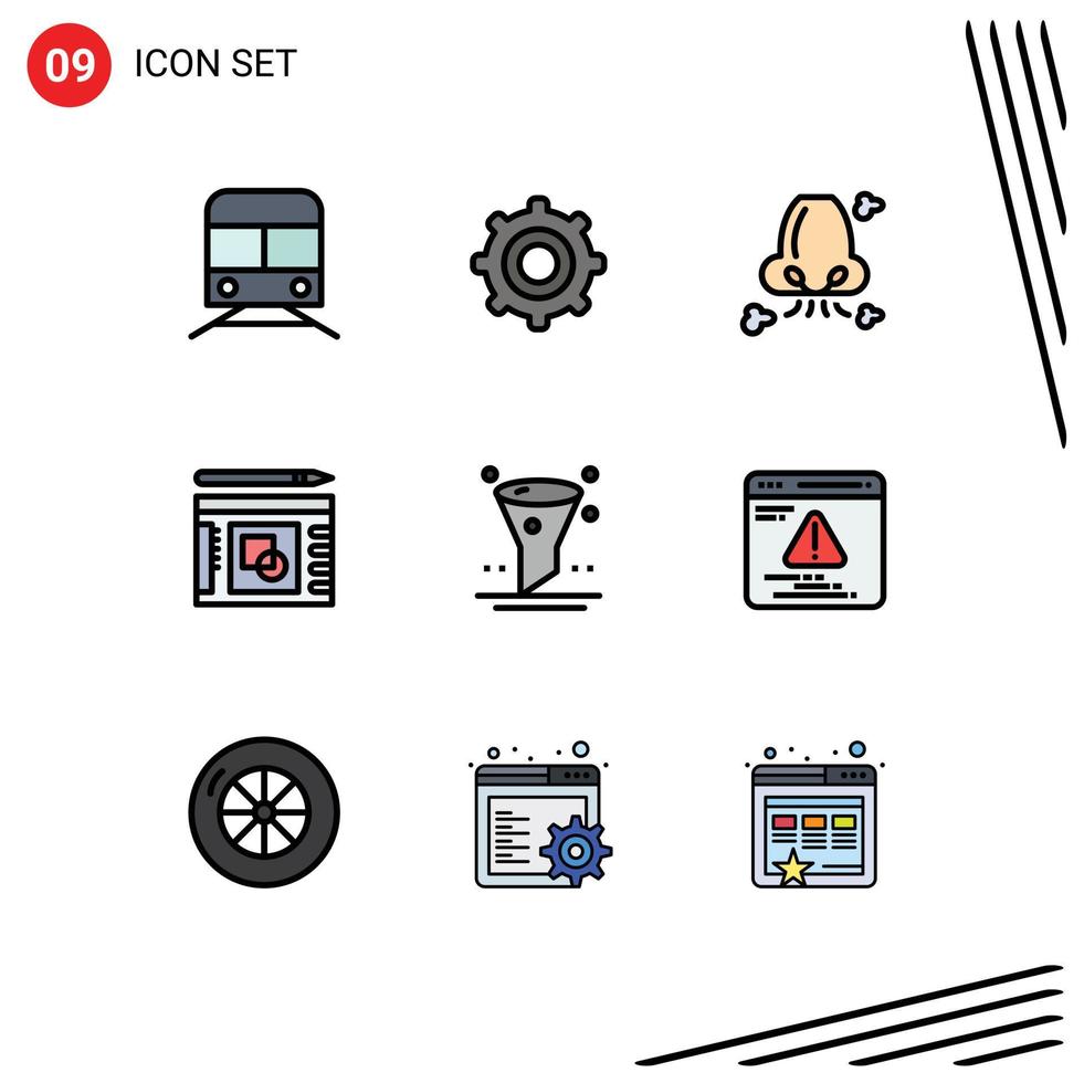 Set of 9 Modern UI Icons Symbols Signs for browser presentation air layout pollution Editable Vector Design Elements