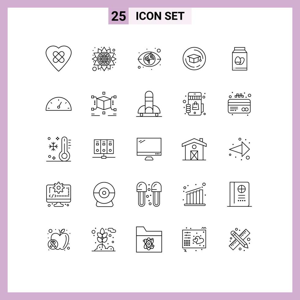 Universal Icon Symbols Group of 25 Modern Lines of gauge holiday views easter egg Editable Vector Design Elements