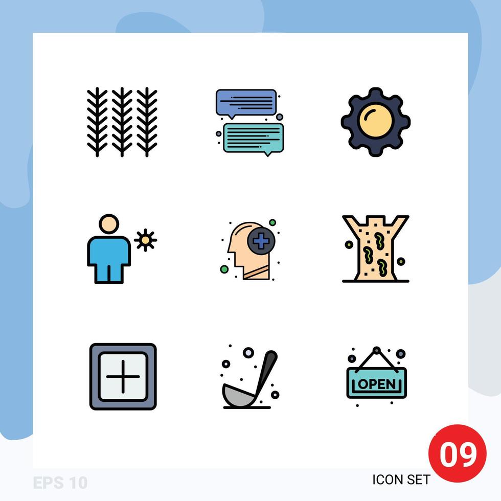 9 Filledline Flat Color concept for Websites Mobile and Apps head summer display human avatar Editable Vector Design Elements