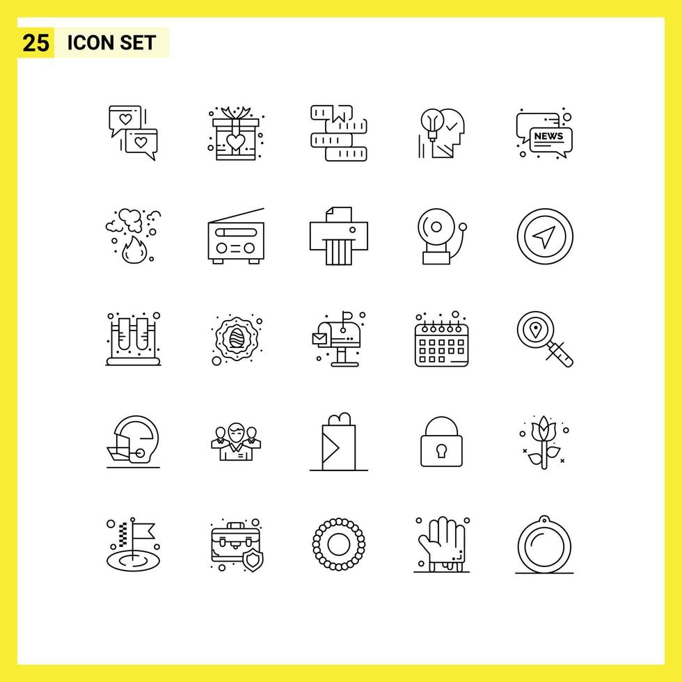 Group of 25 Lines Signs and Symbols for personal lightbulb education idea creative Editable Vector Design Elements