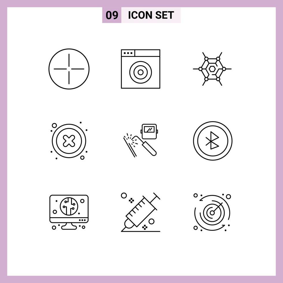 9 Universal Outline Signs Symbols of industry mask technology machine user Editable Vector Design Elements