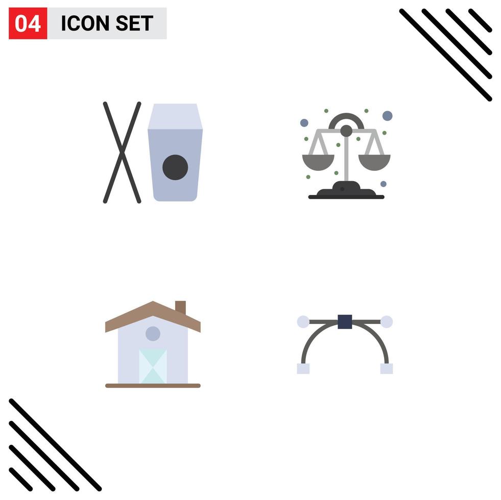 Set of 4 Modern UI Icons Symbols Signs for box anchor chemistry home point Editable Vector Design Elements