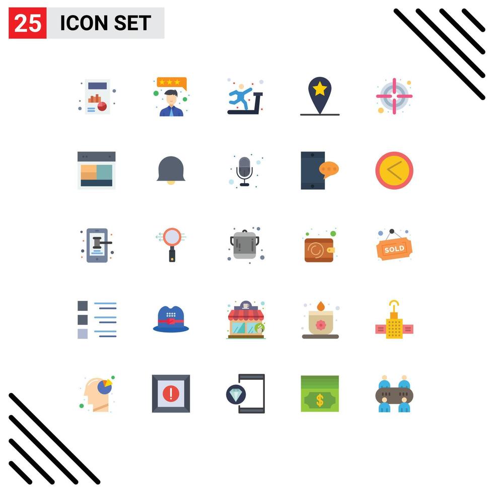 25 Universal Flat Color Signs Symbols of design goal gym darts location Editable Vector Design Elements