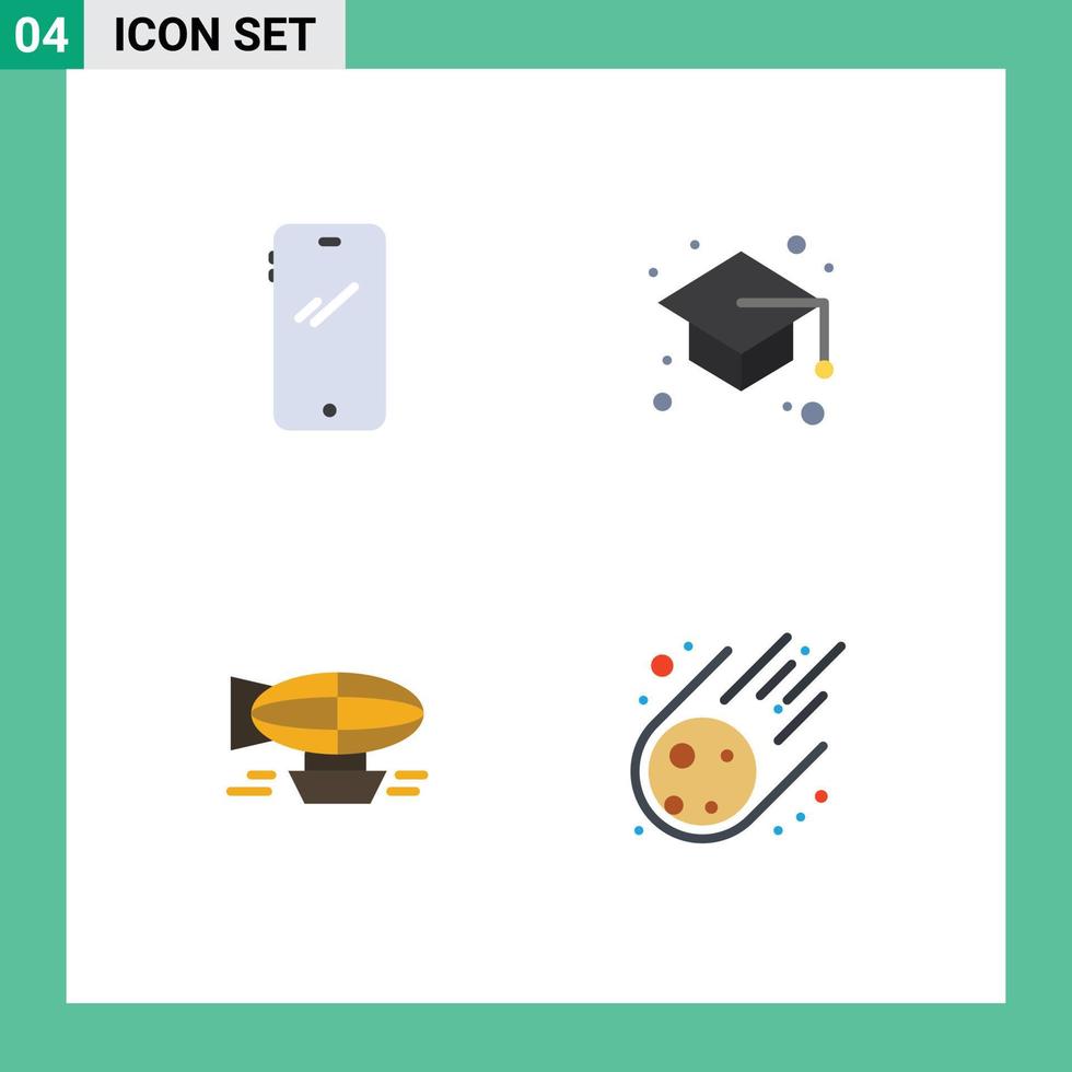 User Interface Pack of 4 Basic Flat Icons of phone air android education balloon Editable Vector Design Elements
