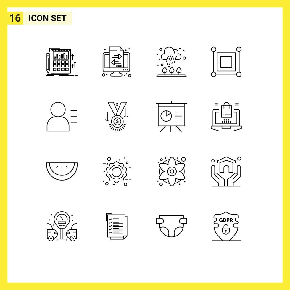 Modern Set of 16 Outlines Pictograph of education corner transfer game cold Editable Vector Design Elements