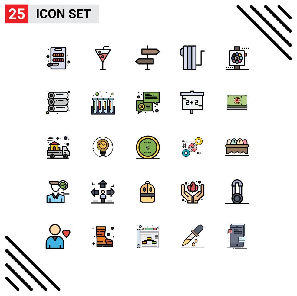 Set of 25 Modern UI Icons Symbols Signs for devices heater arrows heat appliances Editable Vector Design Elements