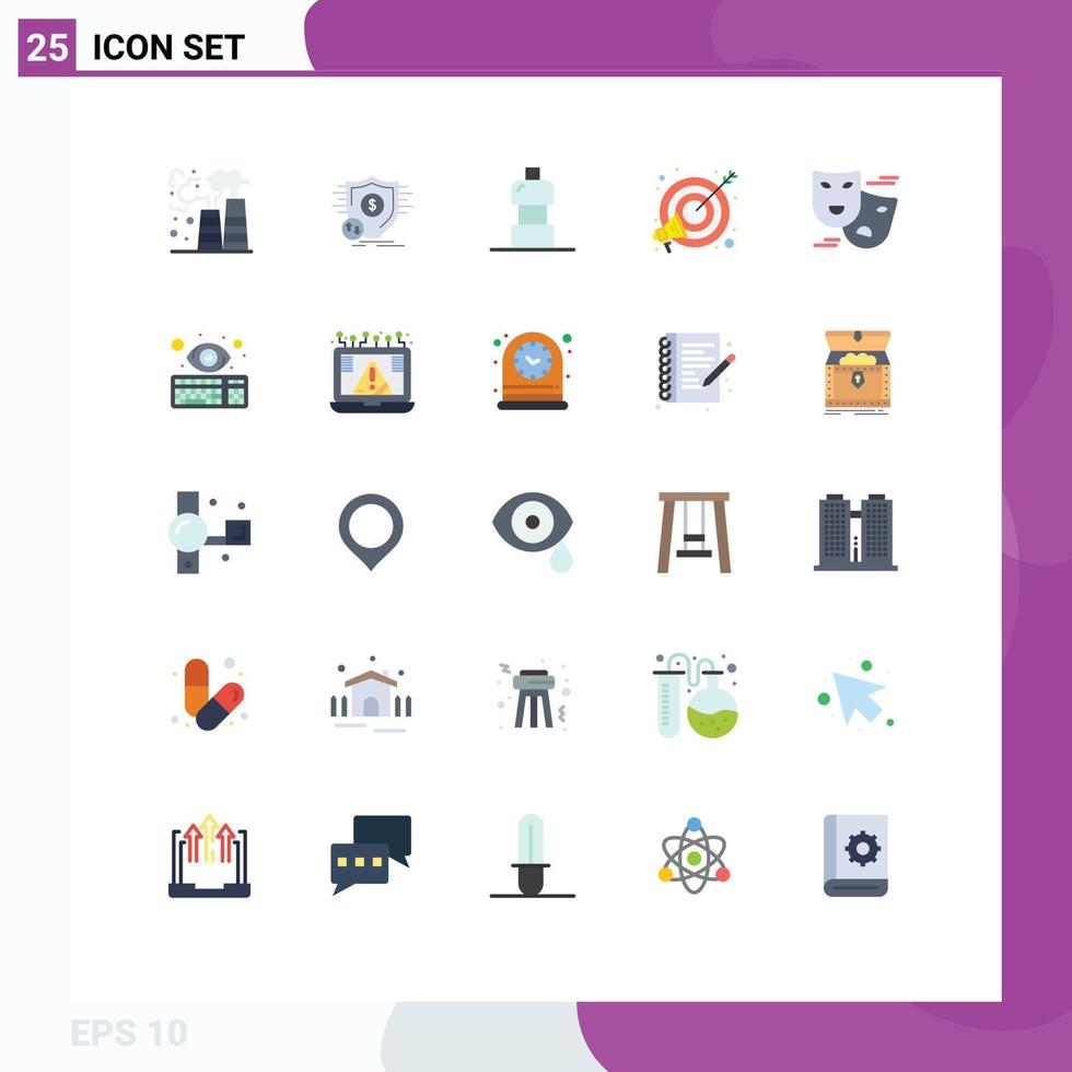 Stock Vector Icon Pack of 25 Line Signs and Symbols for comedy marketing security focus goal Editable Vector Design Elements