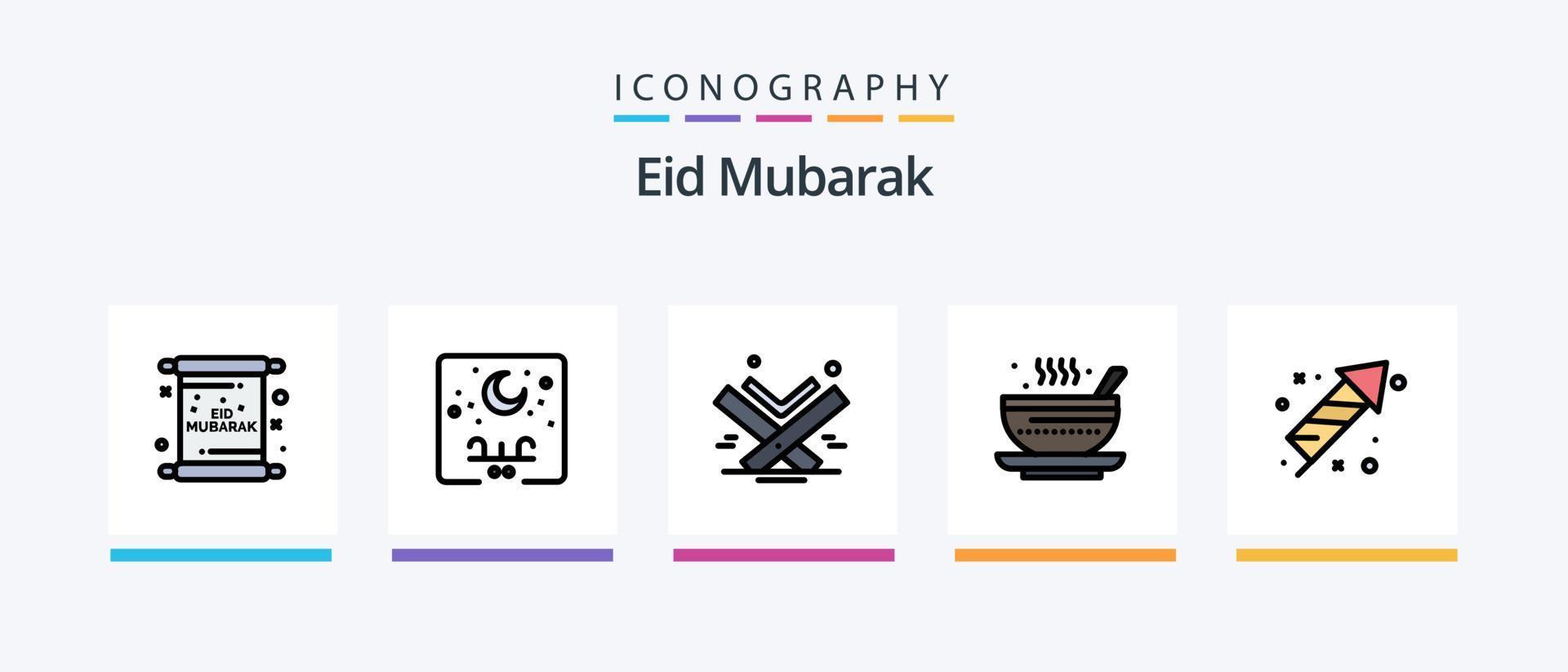 Eid Mubarak Line Filled 5 Icon Pack Including nature. palm. cresent. eid. speech. Creative Icons Design vector