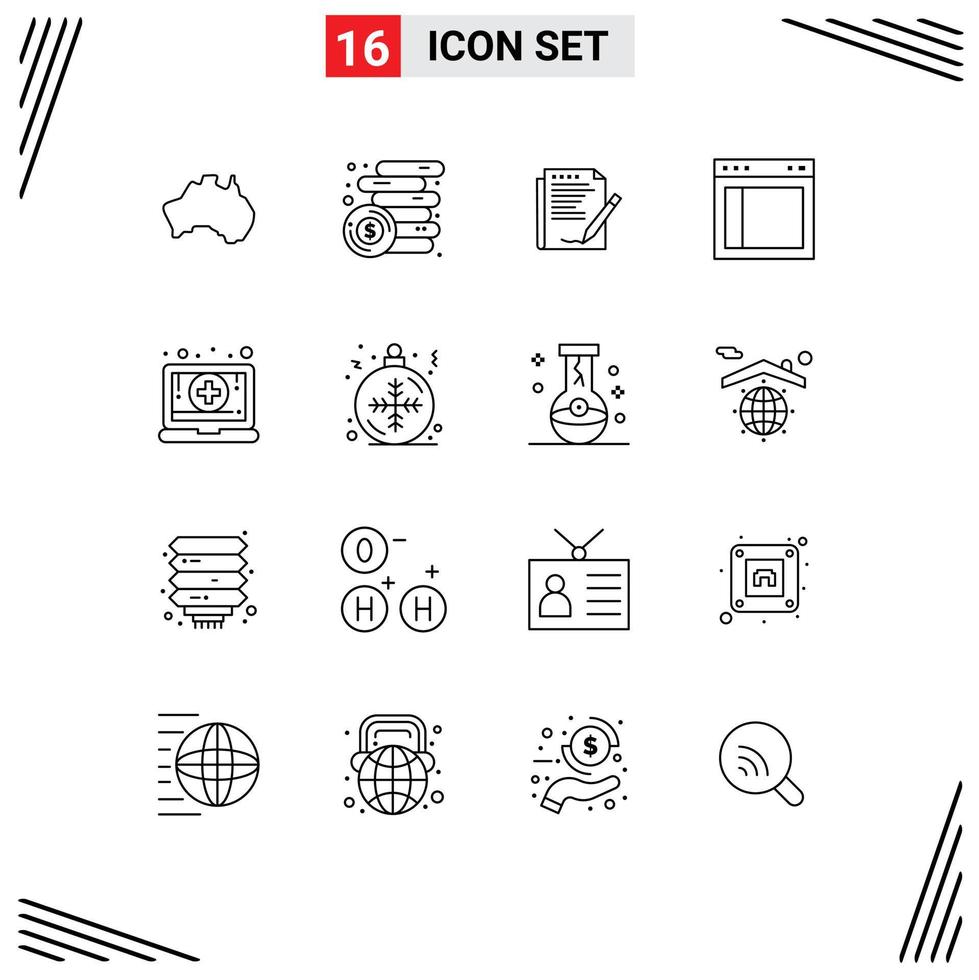 16 Creative Icons Modern Signs and Symbols of text interface coins divide layout Editable Vector Design Elements