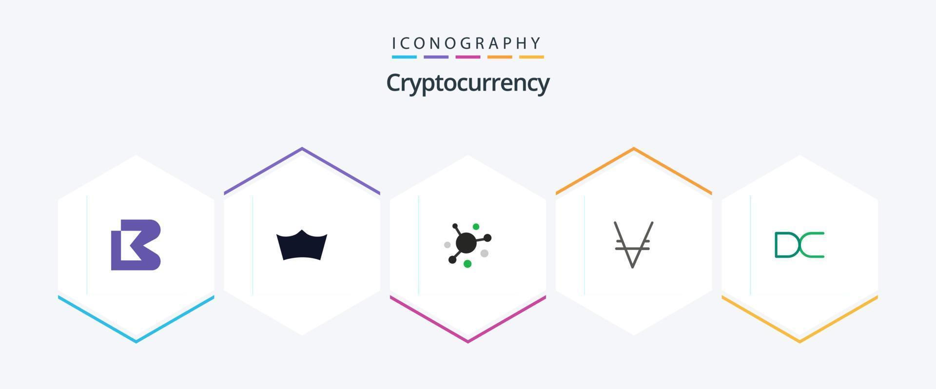 Cryptocurrency 25 Flat icon pack including coin. crypto currency. elastic. crypto. via coin vector