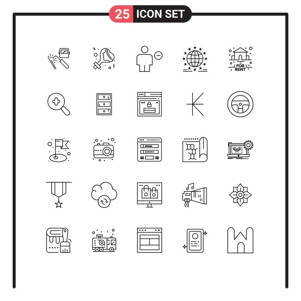 25 iconos creativos signos y símbolos modernos de red global celebran gdpr elementos de diseño vectorial editables humanos vector