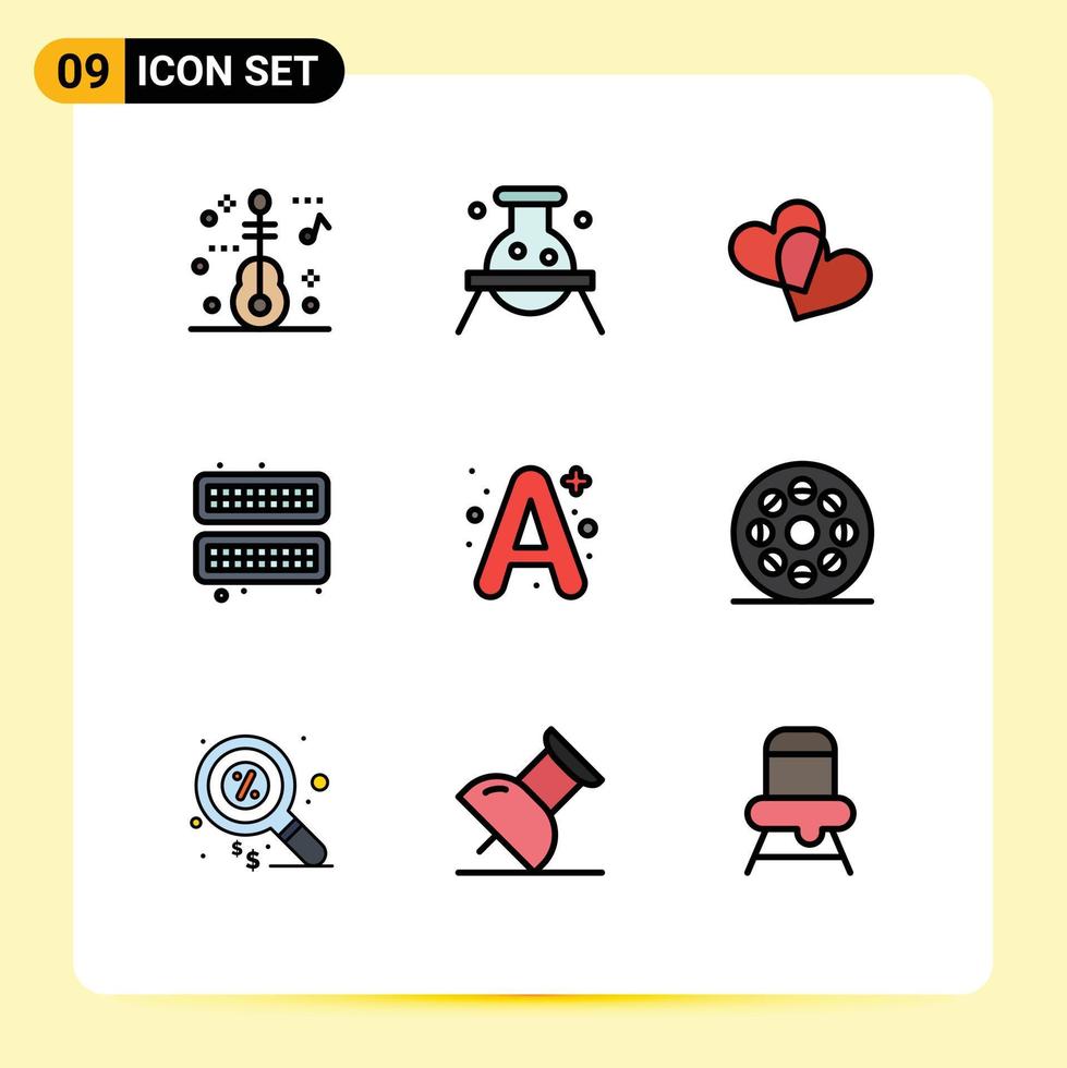 Set of 9 Modern UI Icons Symbols Signs for education a favorites tray cube Editable Vector Design Elements