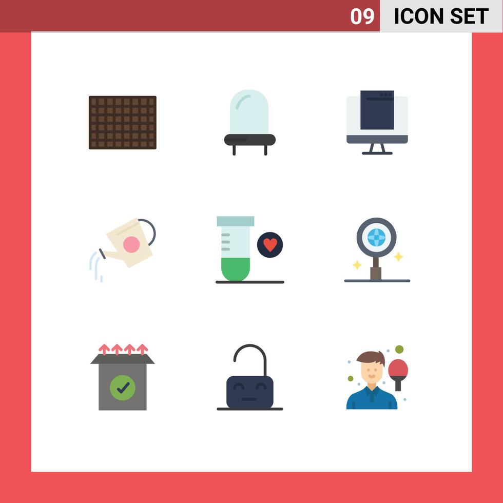 Universal Icon Symbols Group of 9 Modern Flat Colors of science water device tank beverage Editable Vector Design Elements