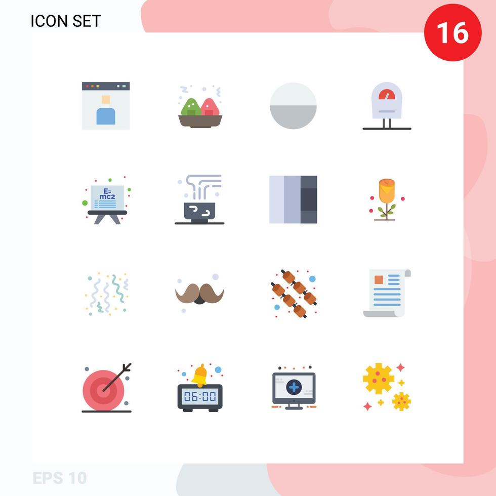 Set of 16 Commercial Flat Colors pack for food and restaurant coffee tablet formula board Editable Pack of Creative Vector Design Elements