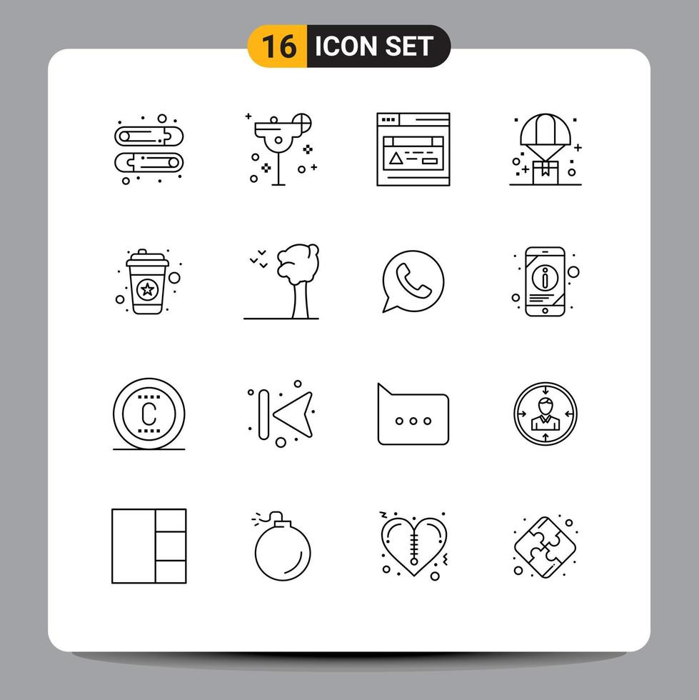 Group of 16 Modern Outlines Set for coffee hot web shopping logistic Editable Vector Design Elements