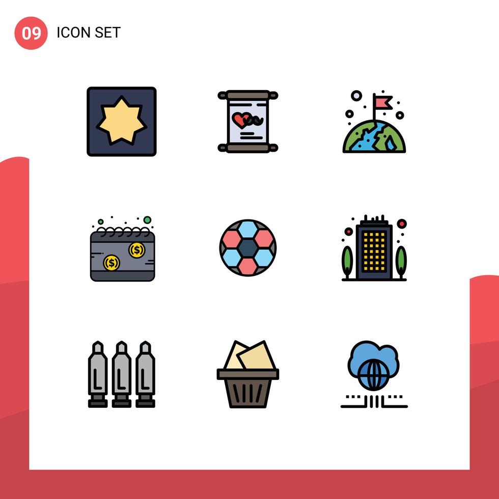 Set of 9 Modern UI Icons Symbols Signs for ball schedule earth payday calendar Editable Vector Design Elements