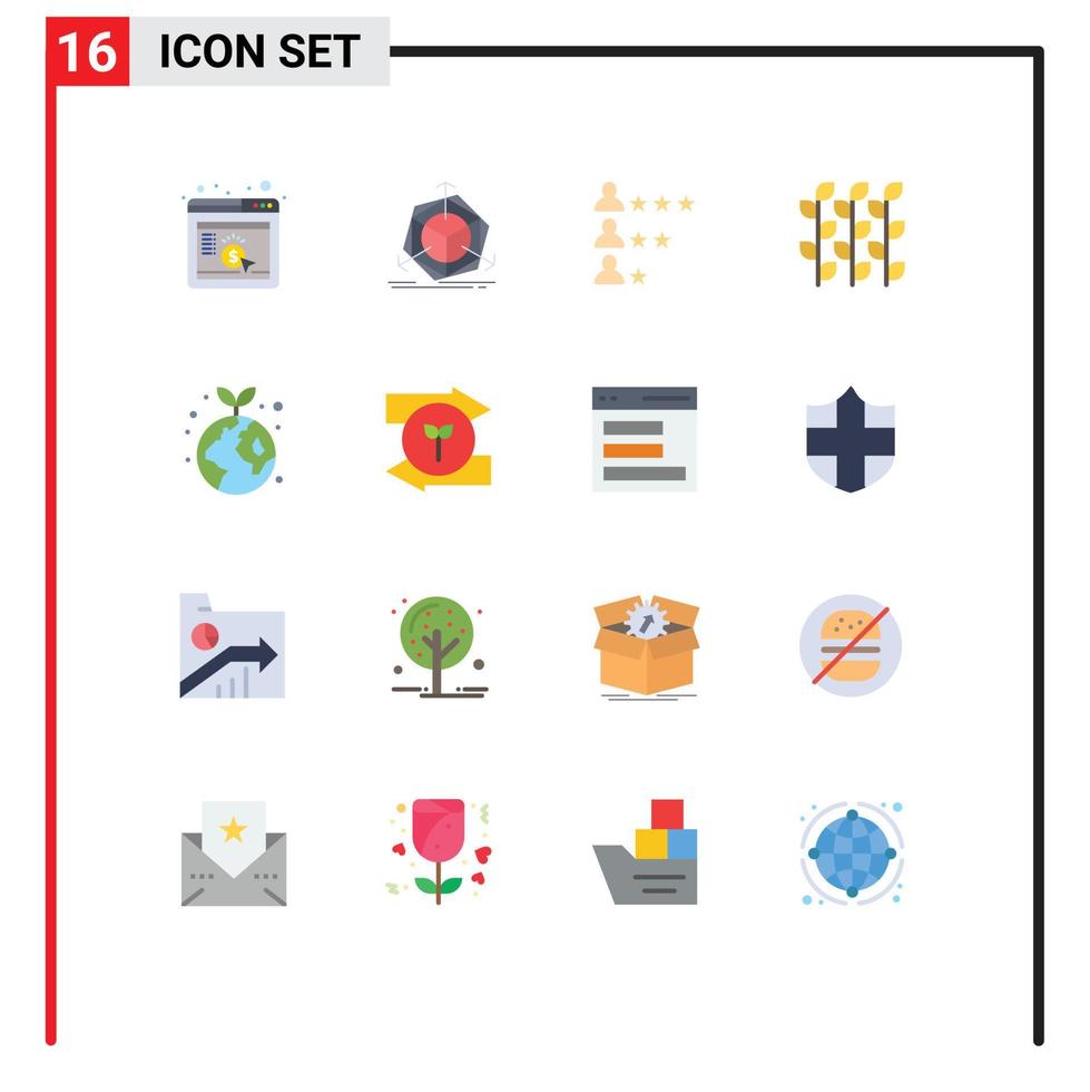 16 User Interface Flat Color Pack of modern Signs and Symbols of earth harvest business grain autumn Editable Pack of Creative Vector Design Elements