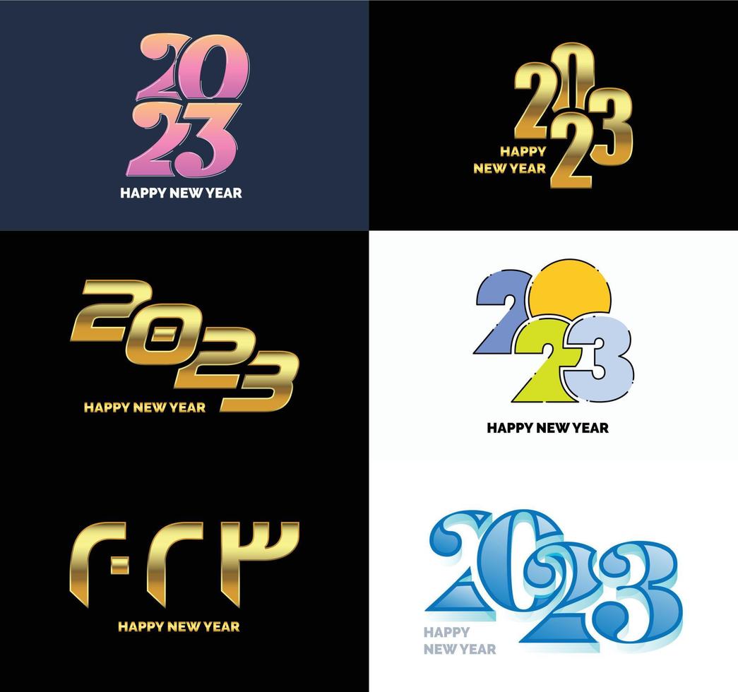 Big Collection of 2023 Happy New Year symbols Cover of business diary for 2023 with wishes vector