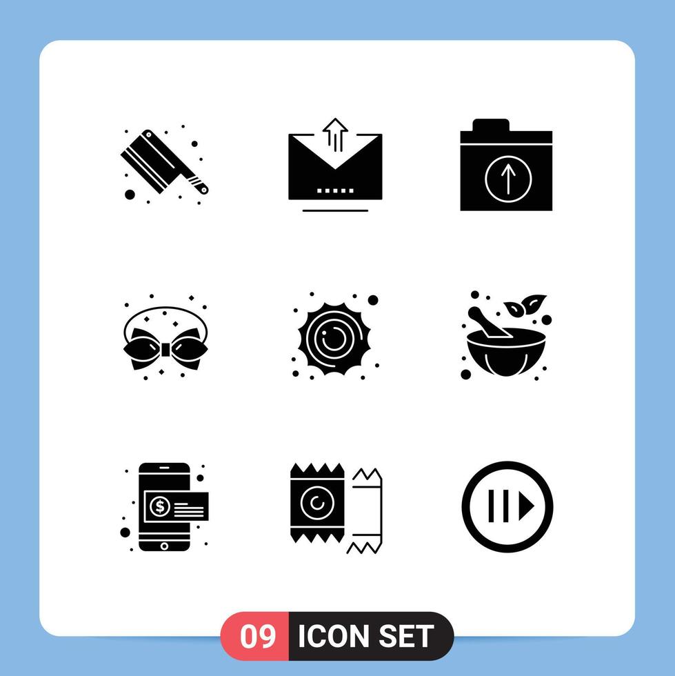9 Creative Icons Modern Signs and Symbols of planet sun folder ribbon christmas Editable Vector Design Elements