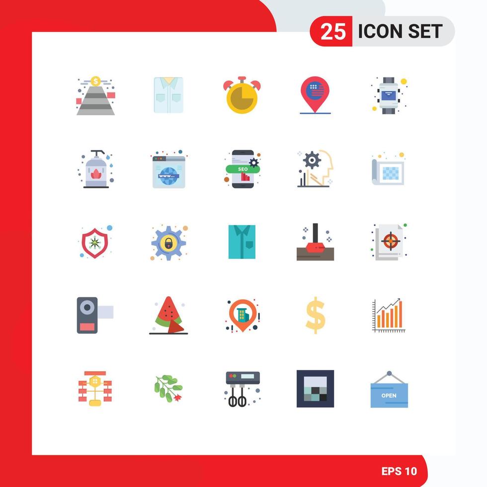 Universal Icon Symbols Group of 25 Modern Flat Colors of envelope sign alarm map american Editable Vector Design Elements