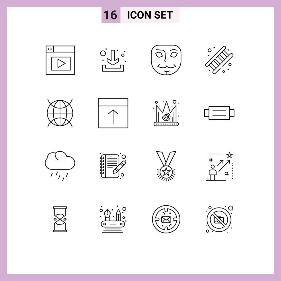 Group of 16 Outlines Signs and Symbols for wifi internet of things mask internet service Editable Vector Design Elements