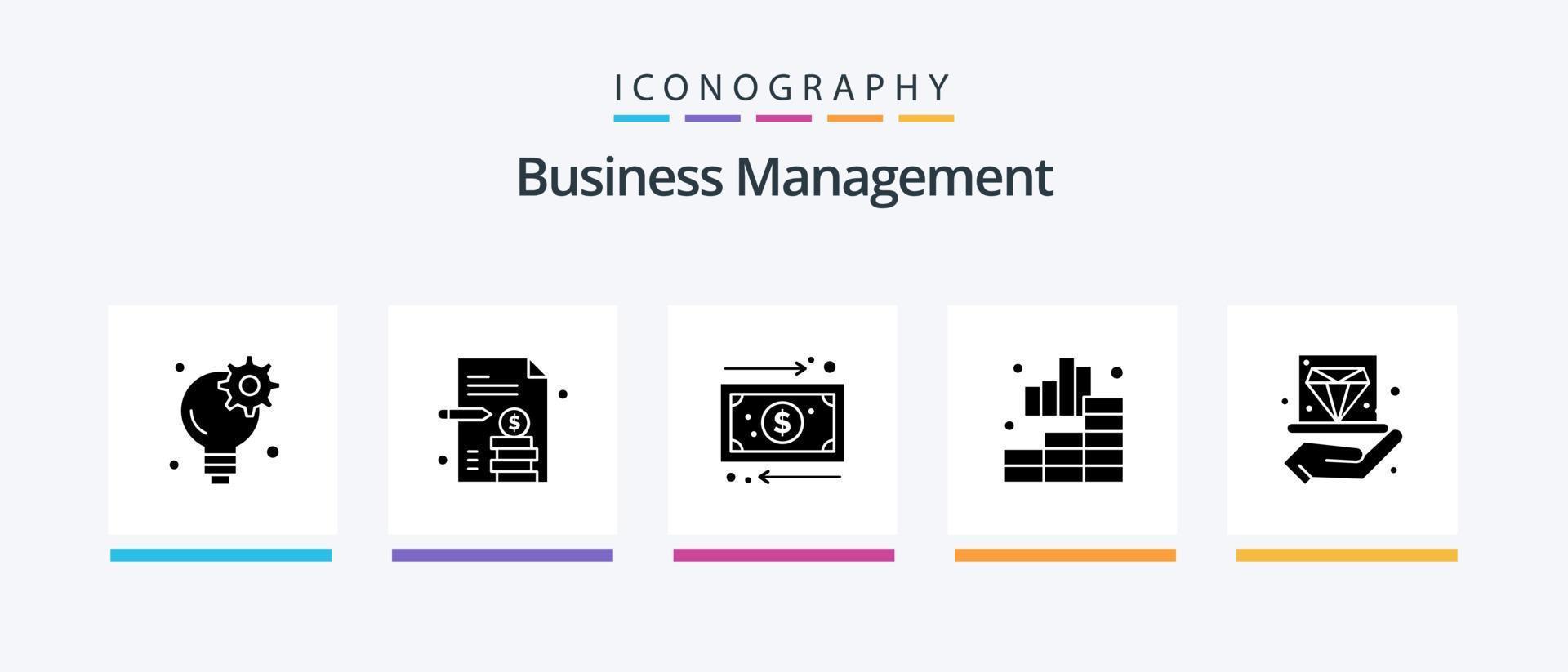 Business Management Glyph 5 Icon Pack Including hand. business. cash. graph. business. Creative Icons Design vector