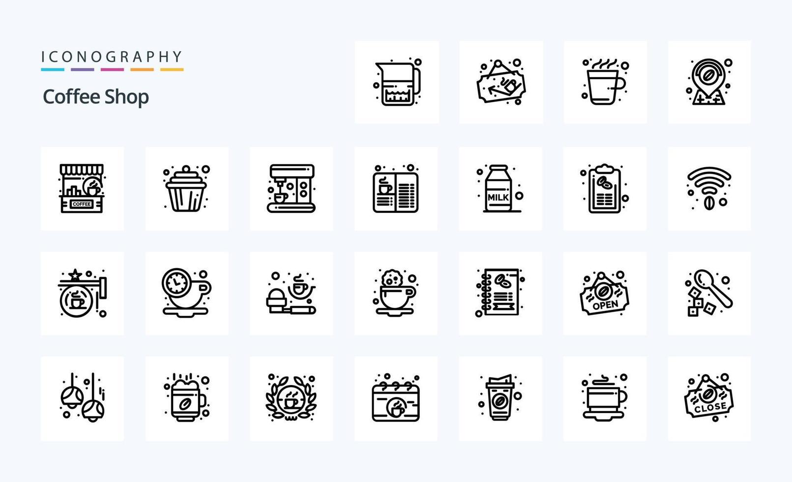 25 Coffee Shop Line icon pack vector