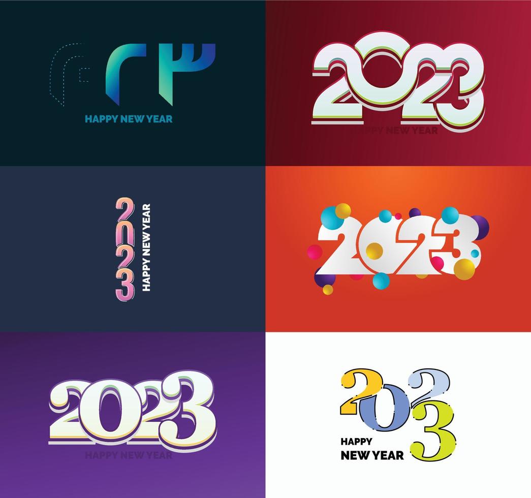 gran colección de símbolos de feliz año nuevo 2023 portada del diario de negocios para 2023 con deseos vector