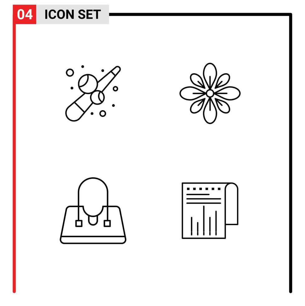 Stock Vector Icon Pack of 4 Line Signs and Symbols for billiard holi play decoration fashion Editable Vector Design Elements